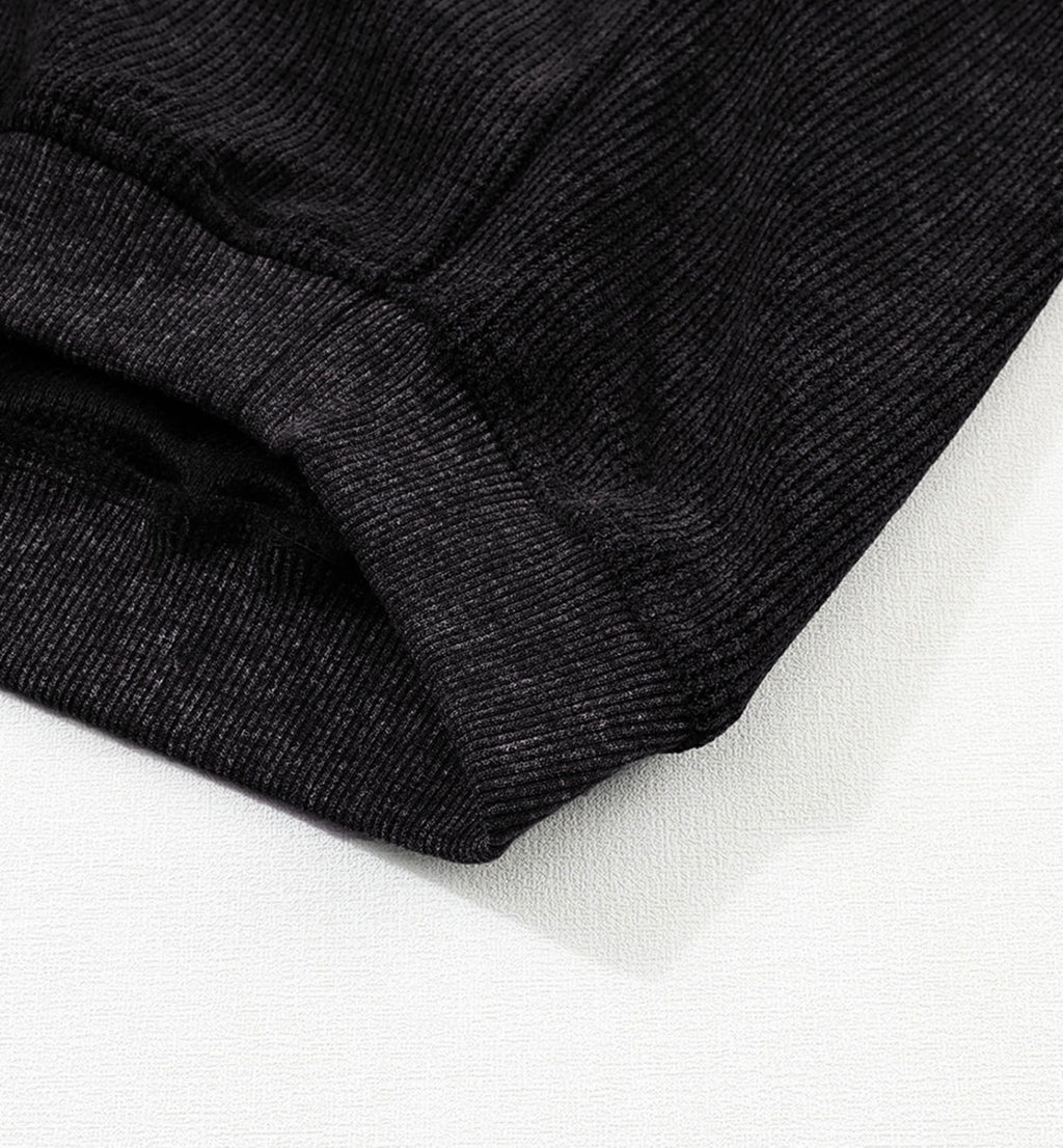 Ribbed Knit Oversized Pullover Sweatshirt