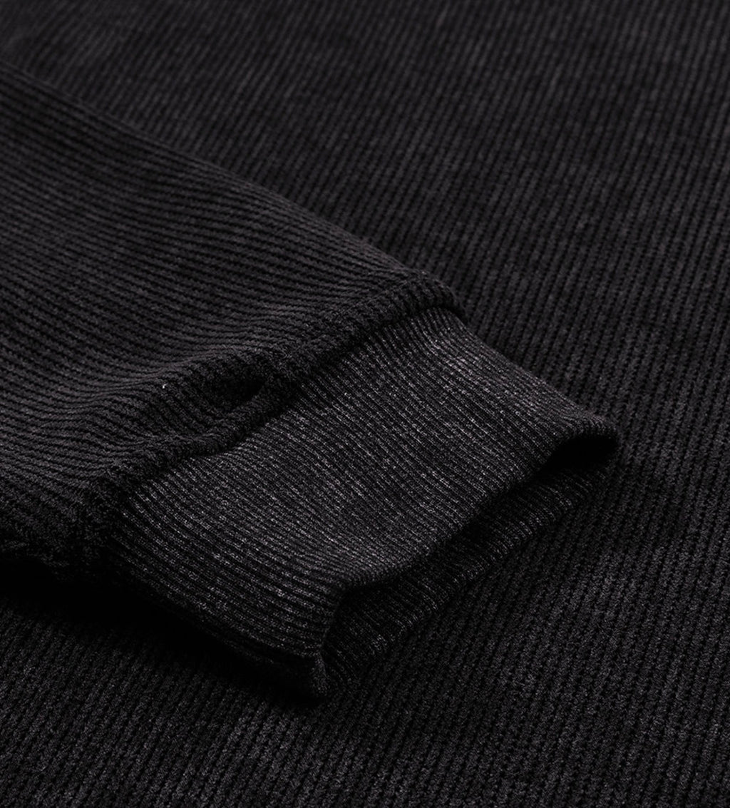 Ribbed Knit Oversized Pullover Sweatshirt