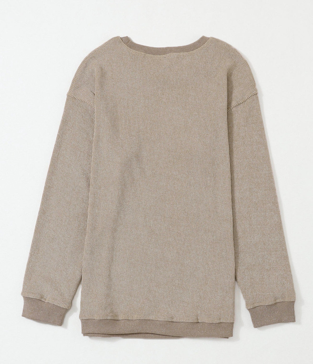 Ribbed Knit Oversized Pullover Sweatshirt