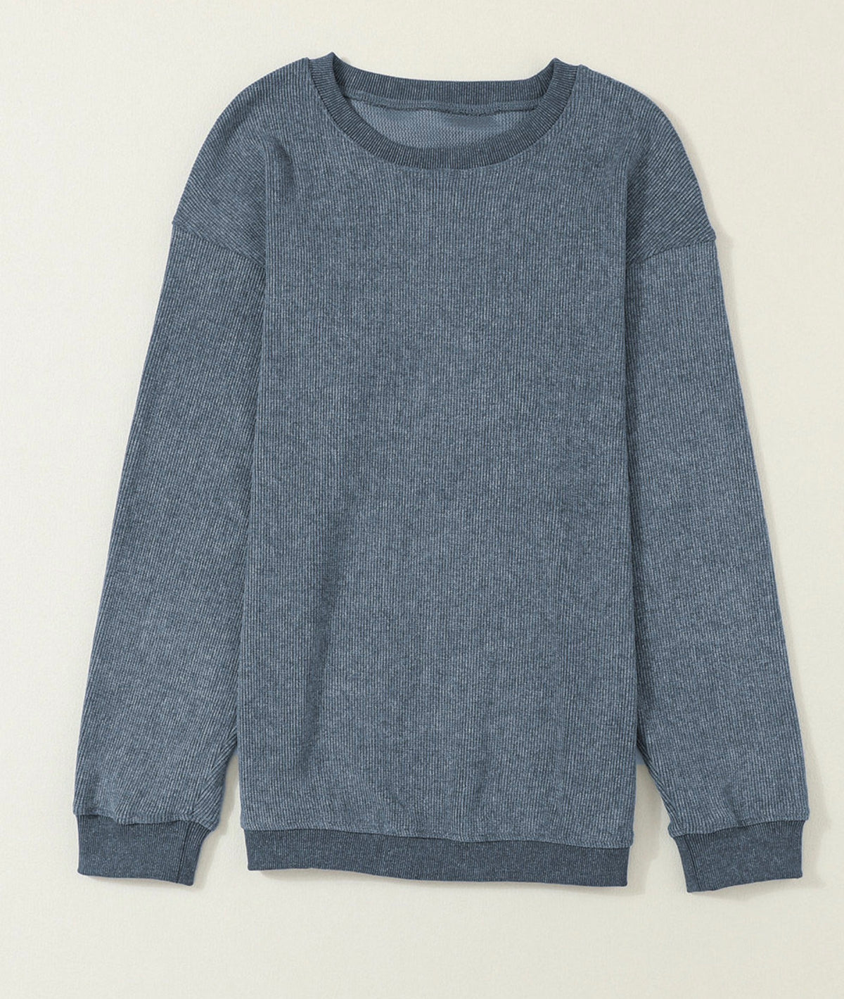 Ribbed Knit Oversized Pullover Sweatshirt