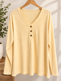 Cream Button Detail Long Sleeve Top