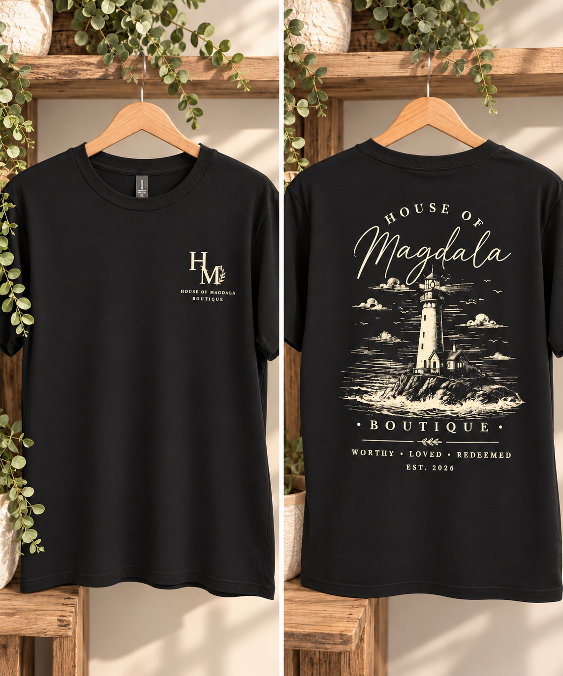 House of Magdala Signature Lighthouse Tee – Black
